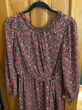 Banana Republic Red Floral Midi Dress